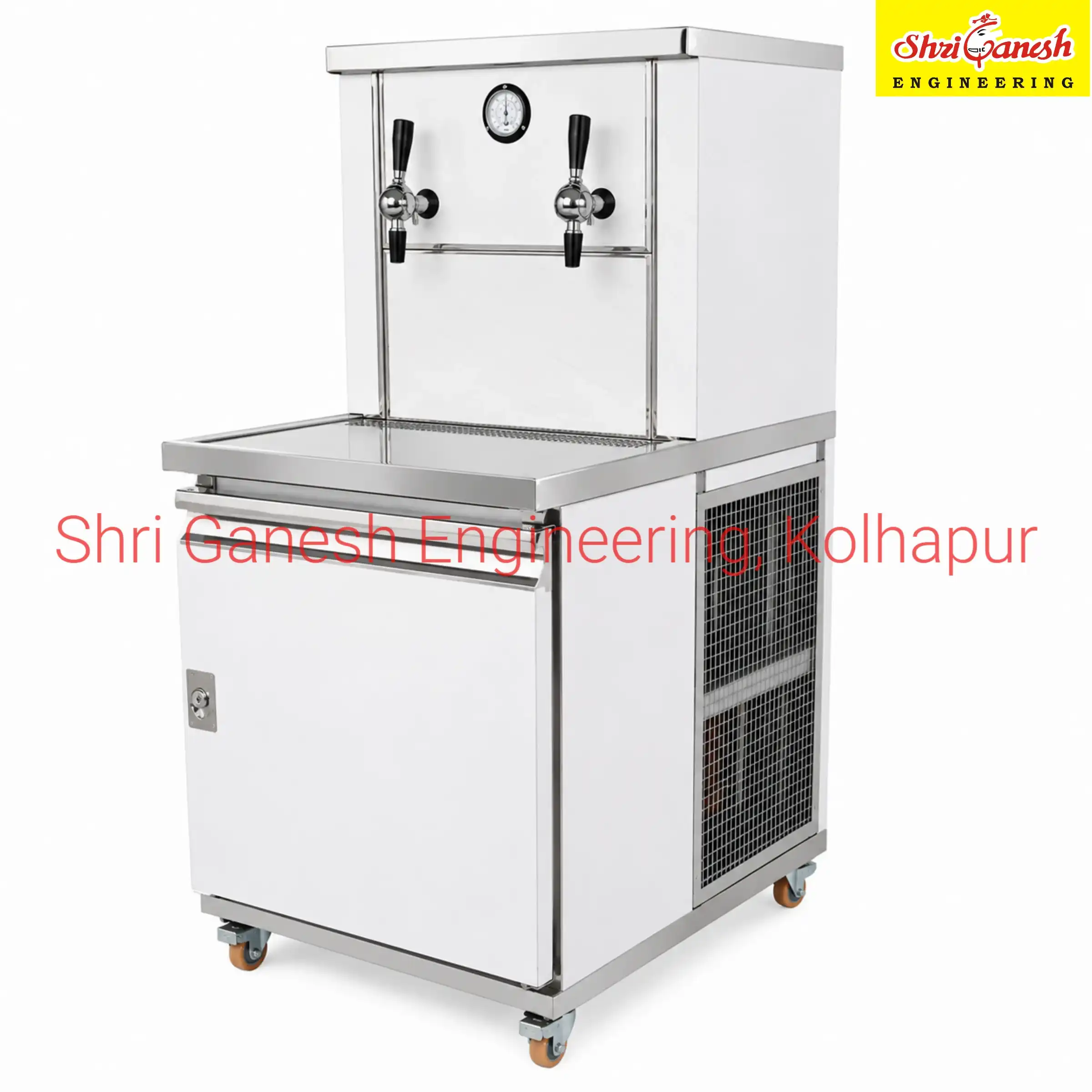 Commercial soda fountain machine, full unit angle view