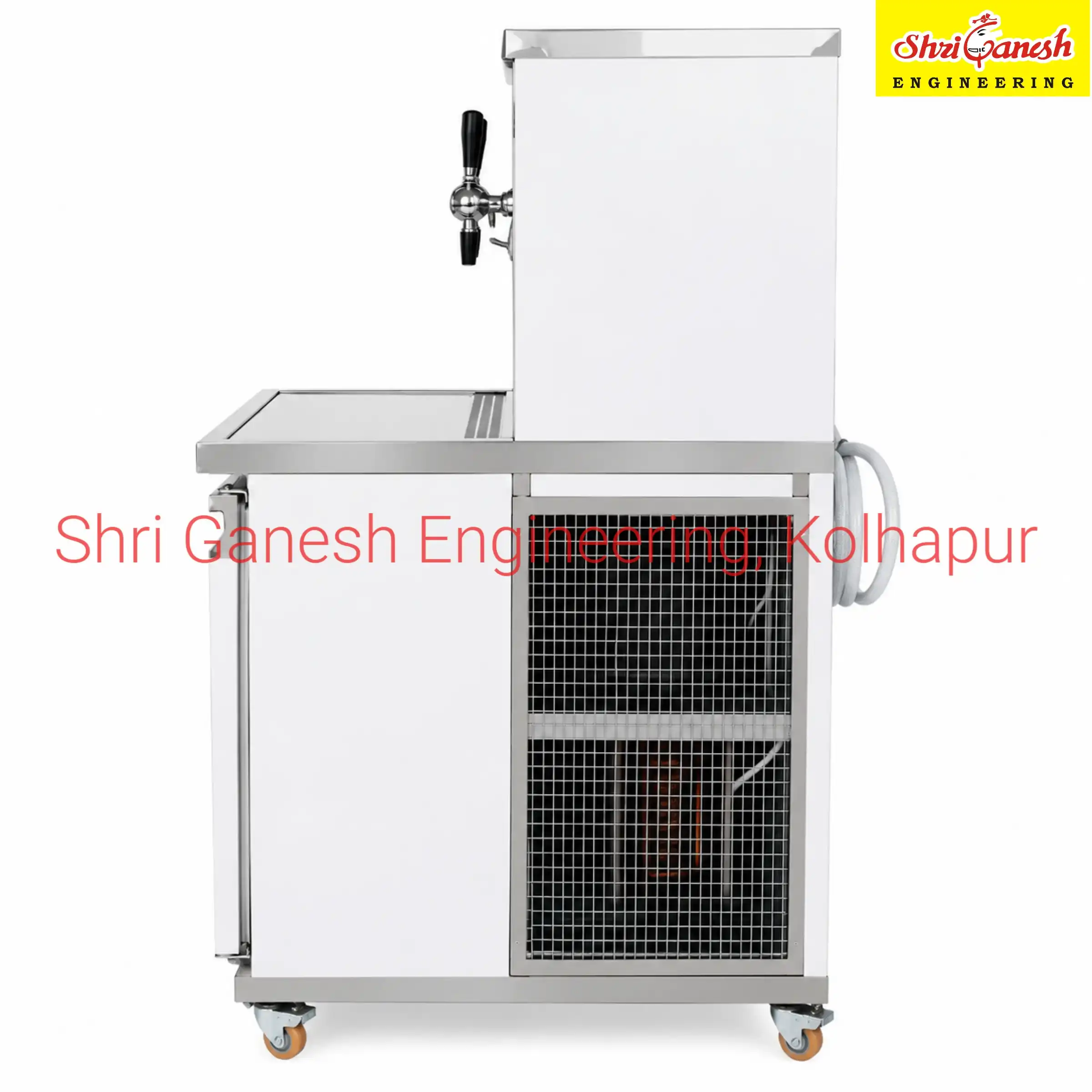 Commercial soda fountain machine side view