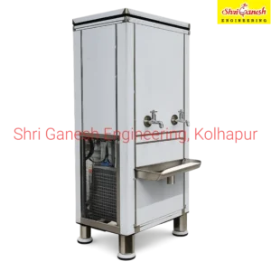 Commercial stainless steel water cooler 3/4 angle view