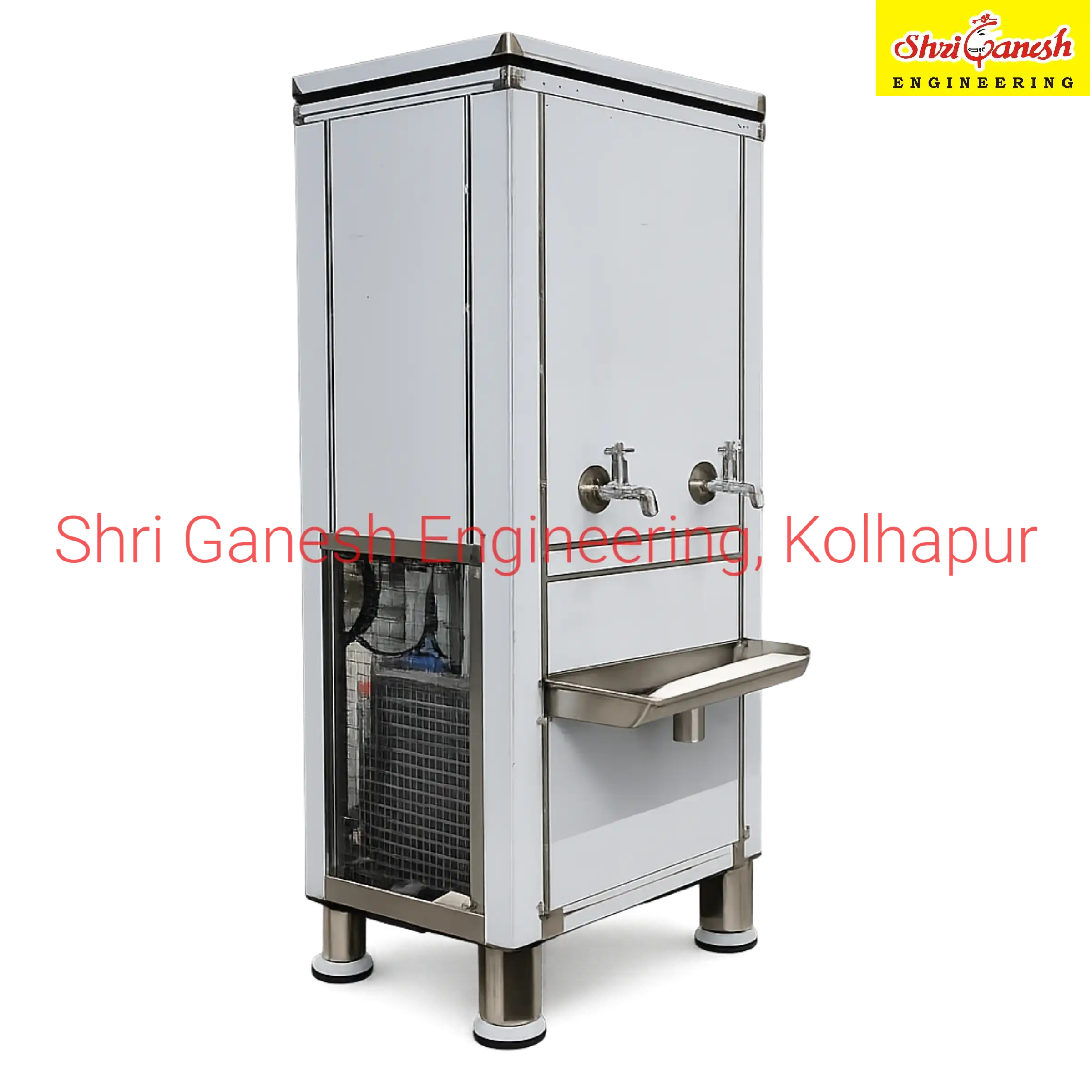 Commercial stainless steel water cooler 3/4 angle view