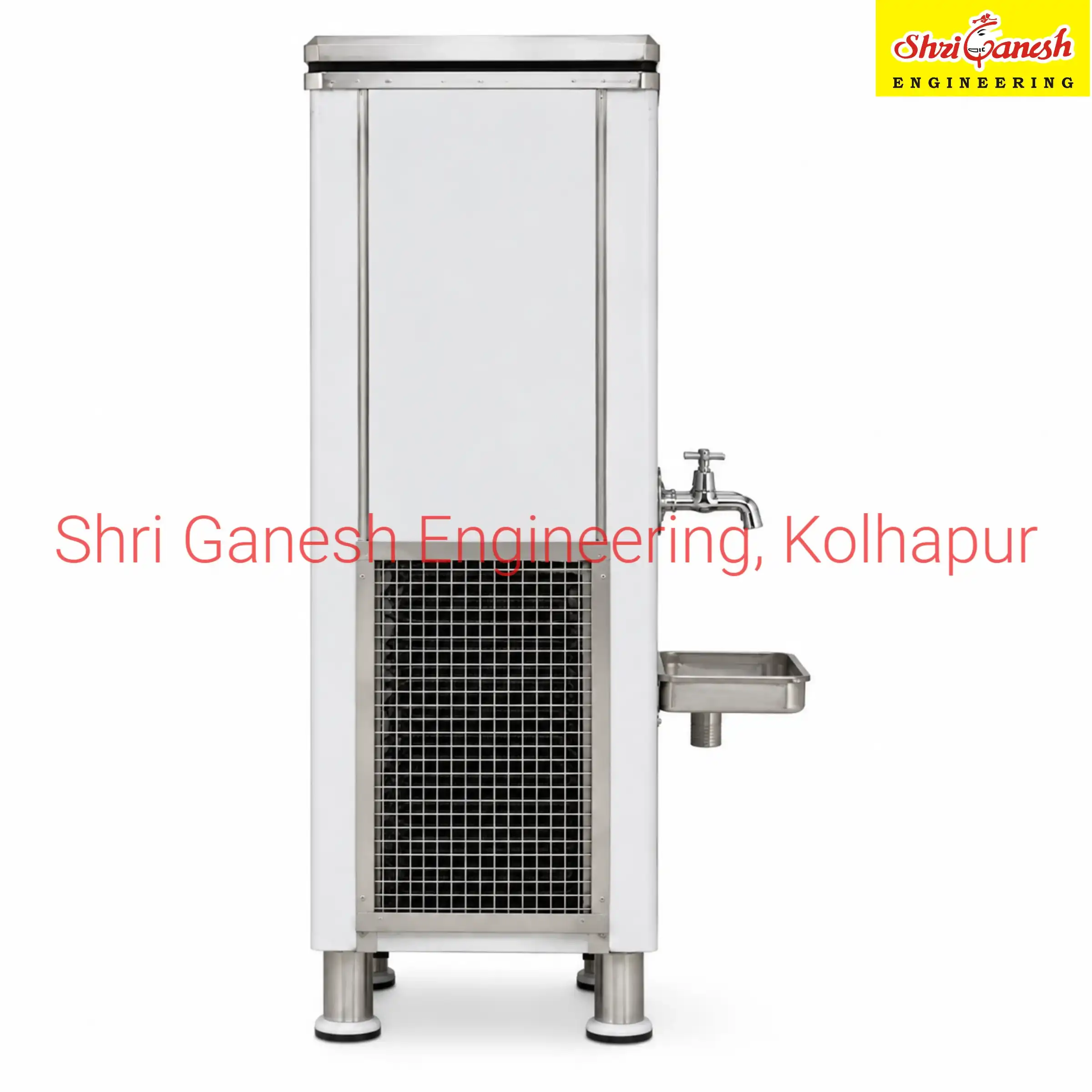 Commercial stainless steel water cooler side view
